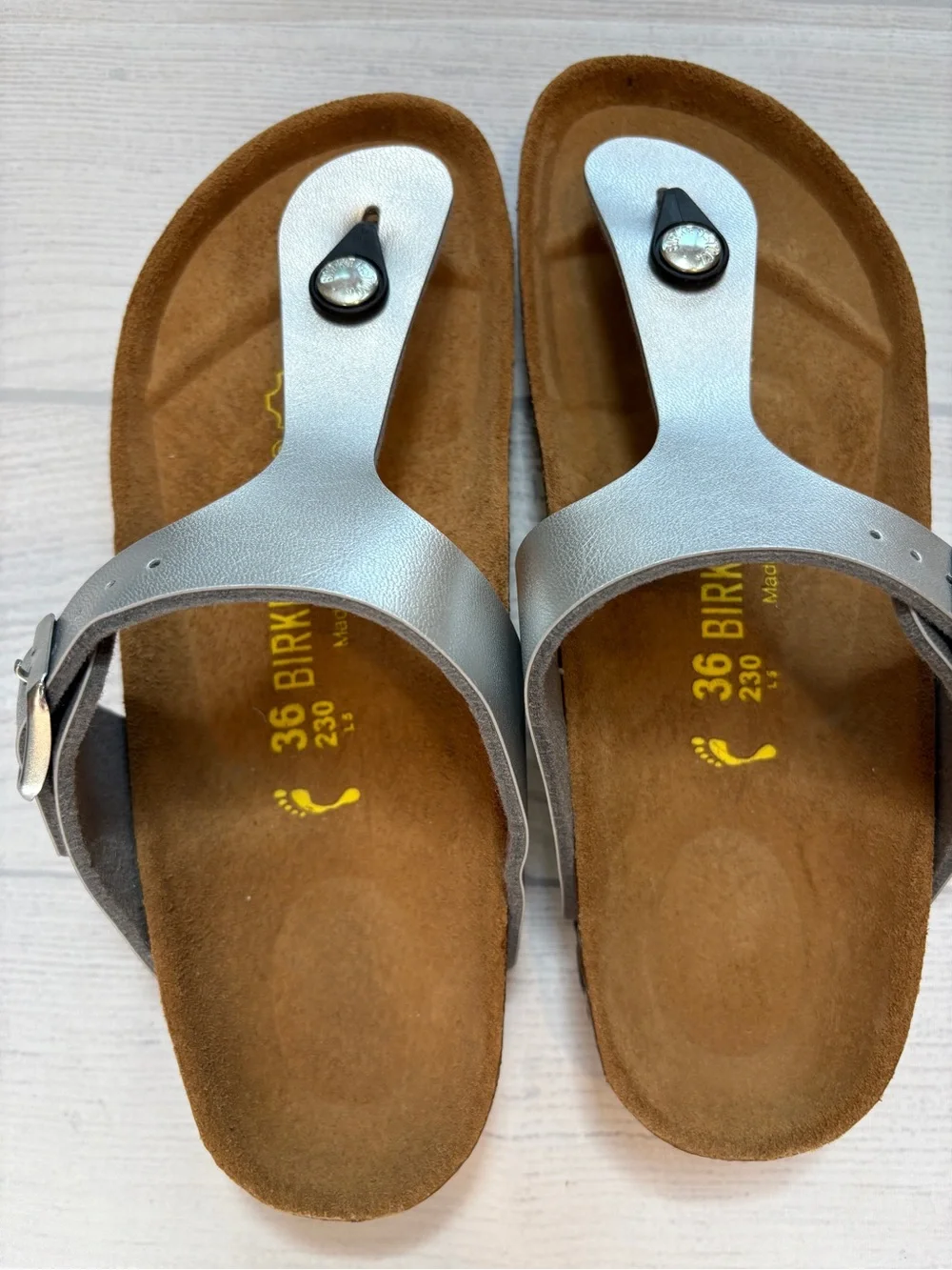 Birkenstock Silver Metallic Thong Sandals for Kids